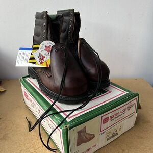 VINTAGE Iron Age Boots Mens Size 8.5 Brown Steel Toe Work USA Vibram EH 252